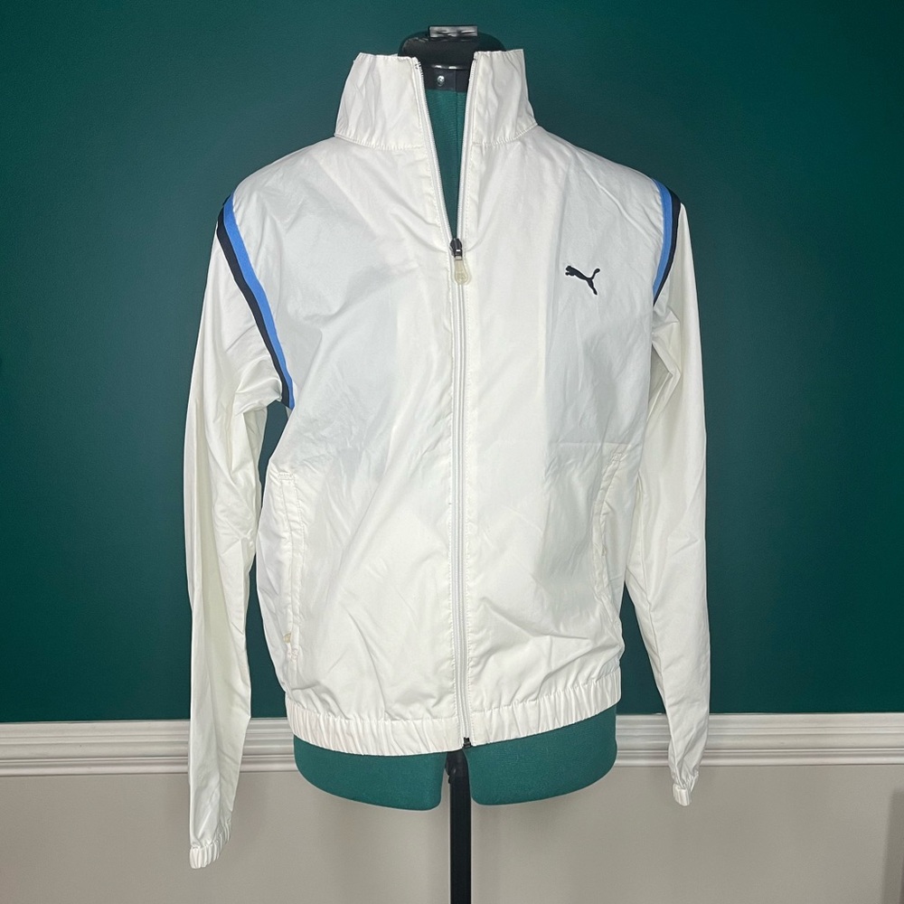 Vintage y2k White & blue Puma zip-up windbreaker like new retro sport